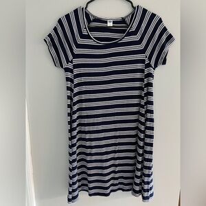 Old Navy Ribbed Striped Short Sleeve T-Shirt Dress – Navy & White – Size Small